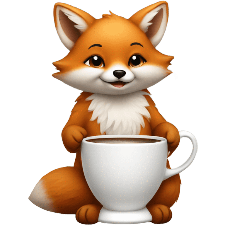 Baby Fox holding coffee emoji