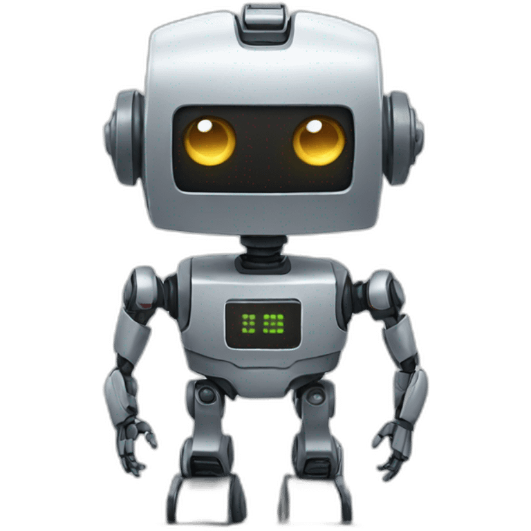 Robot with screen face emoji