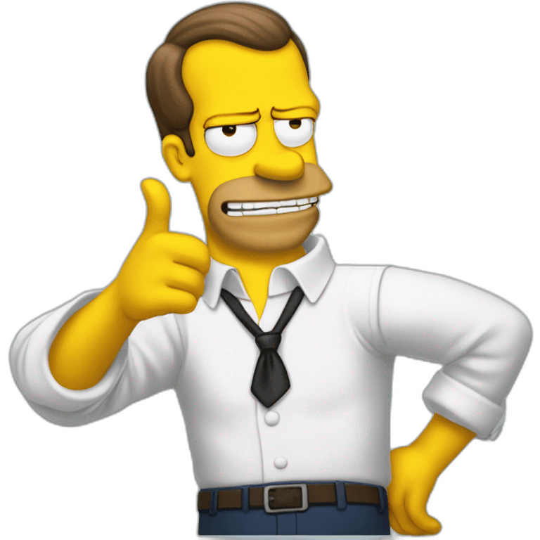 Emanuel Macron qui sert la main à Homer Simpson emoji