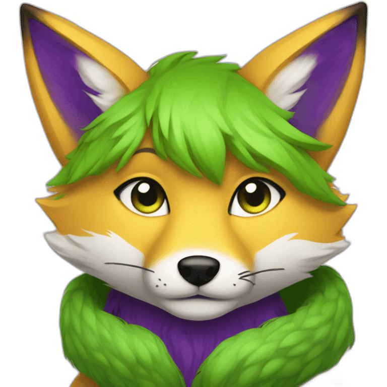 yellow purple fox furry green eyes emoji