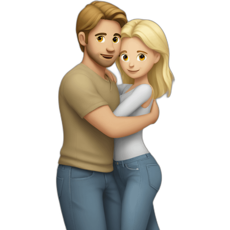 White guy with brown hair carrying a blonde girl on his back emoji