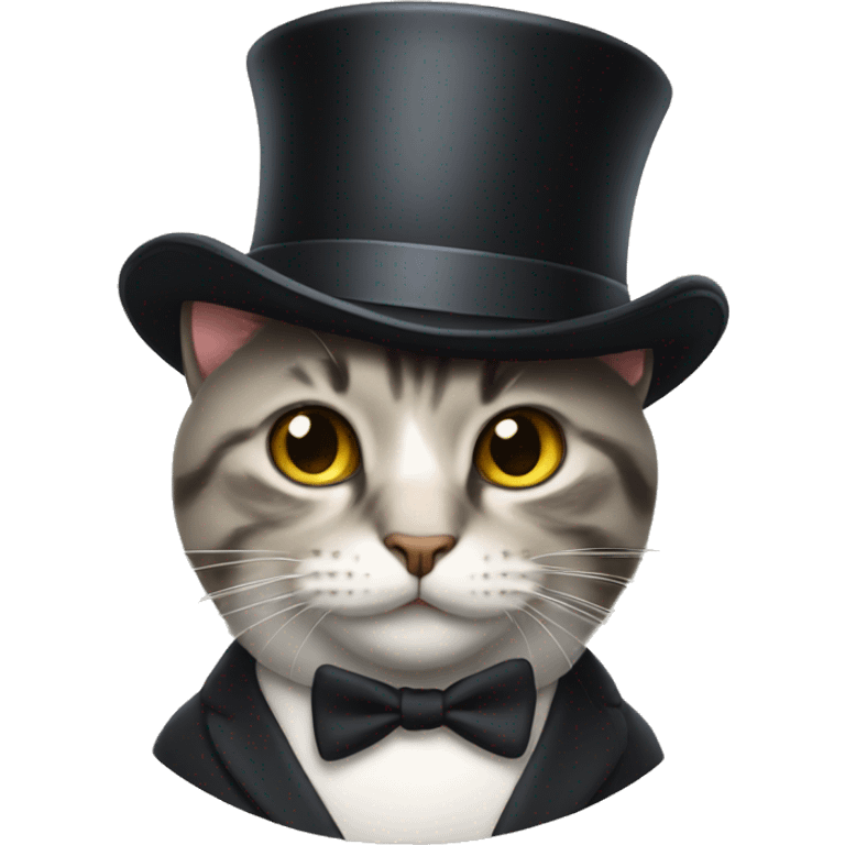 Cat wearing a top hat emoji