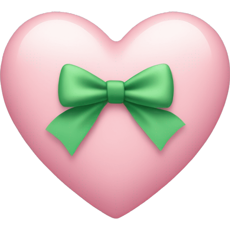 Pastel pink heart with green bow emoji