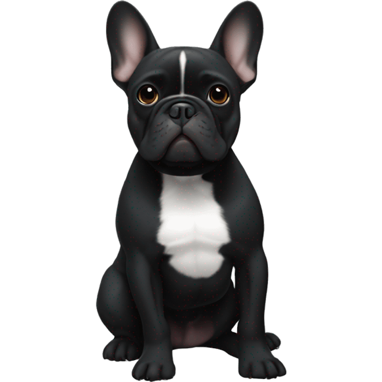 Fully black french bulldog with white chest emoji