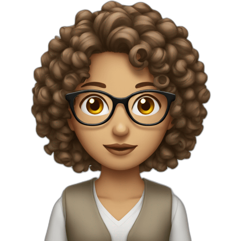 arabian curly brown hair glasses girl emoji