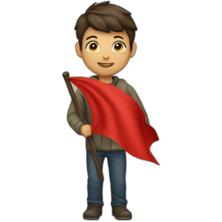 Boy holding a red flag  emoji