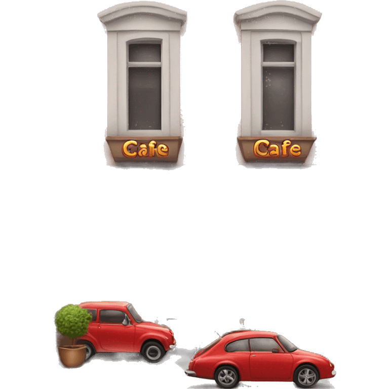 A cafe with red car emoji