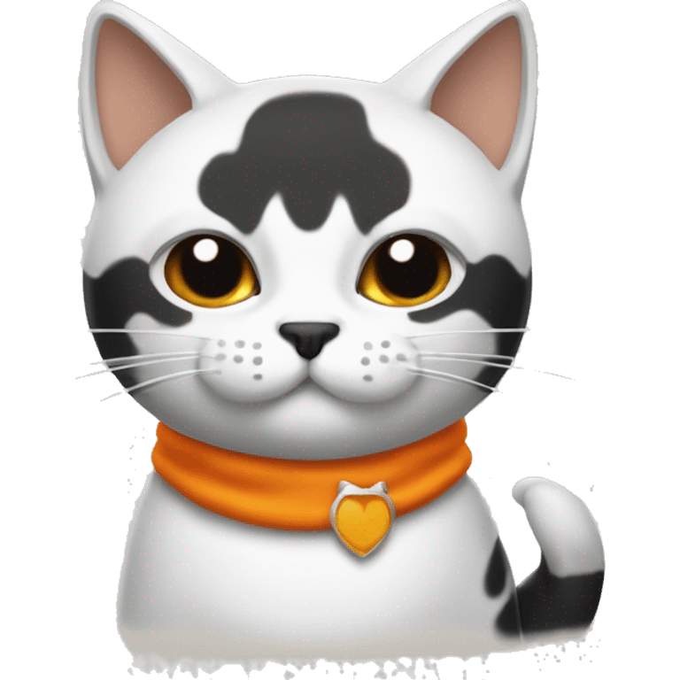 gato blanco con manchas negras y un gato naranja abrazados emoji