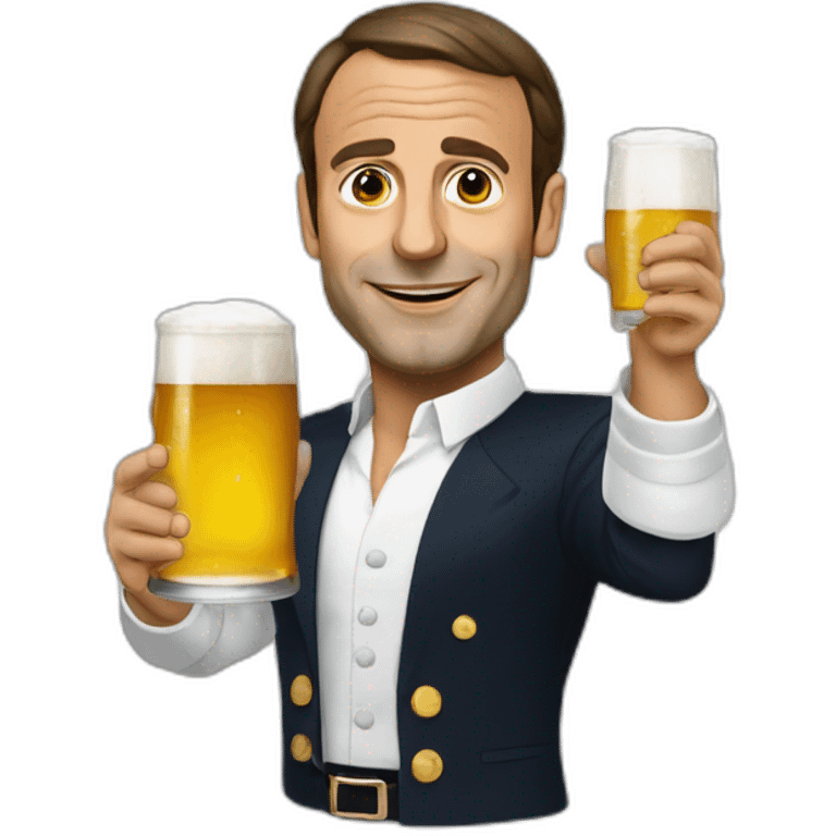 Emanuell Macron drink beer emoji