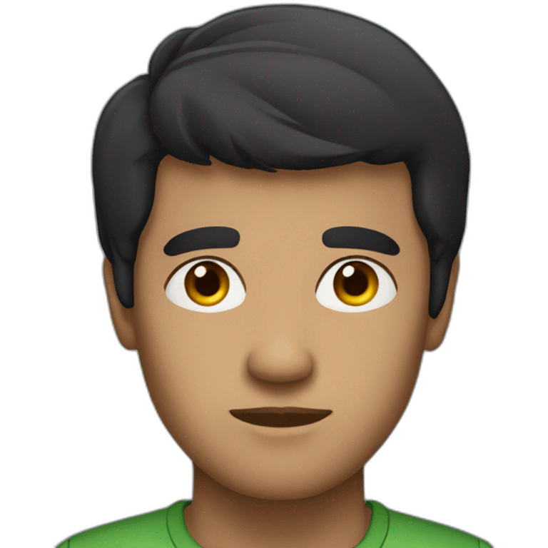 black-haired man with a focussed face emoji