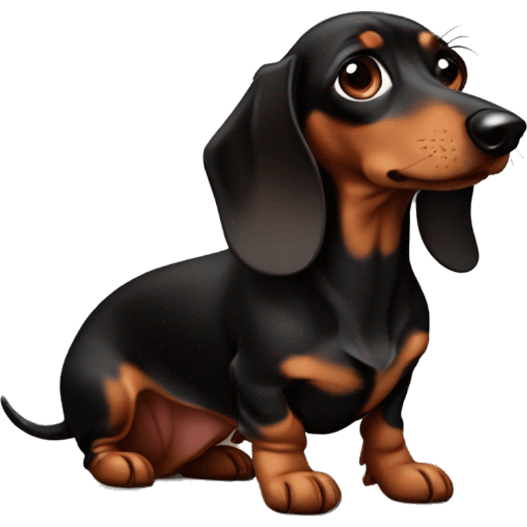 Frowning mini black and brown dachshund  emoji