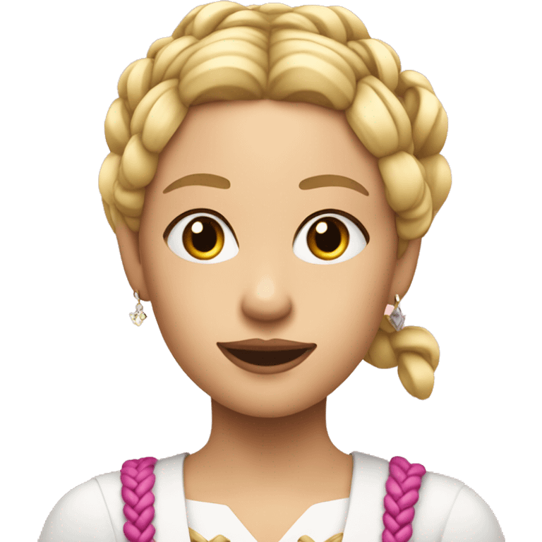 blonde gen z girl with french braids, with pink make-up, wearing a small crown emoji