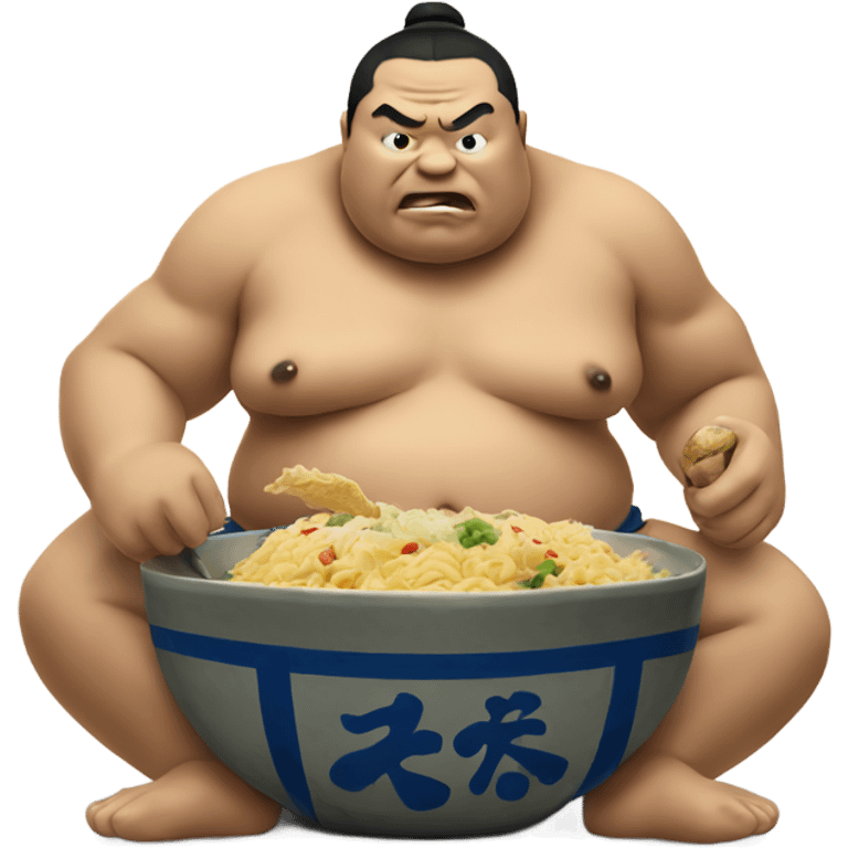 Sumo wrestler eating emoji