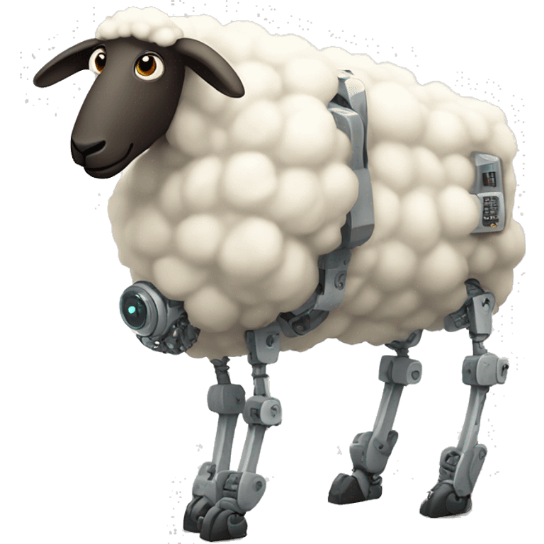 Very tall sheep playing with robots emoji