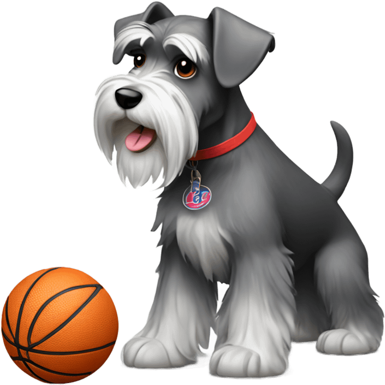 Schnauzer playing basketball  emoji