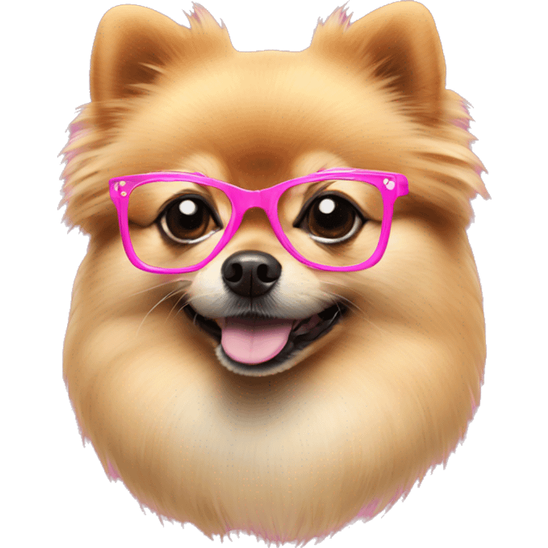 Pomeranian with pink glasses emoji