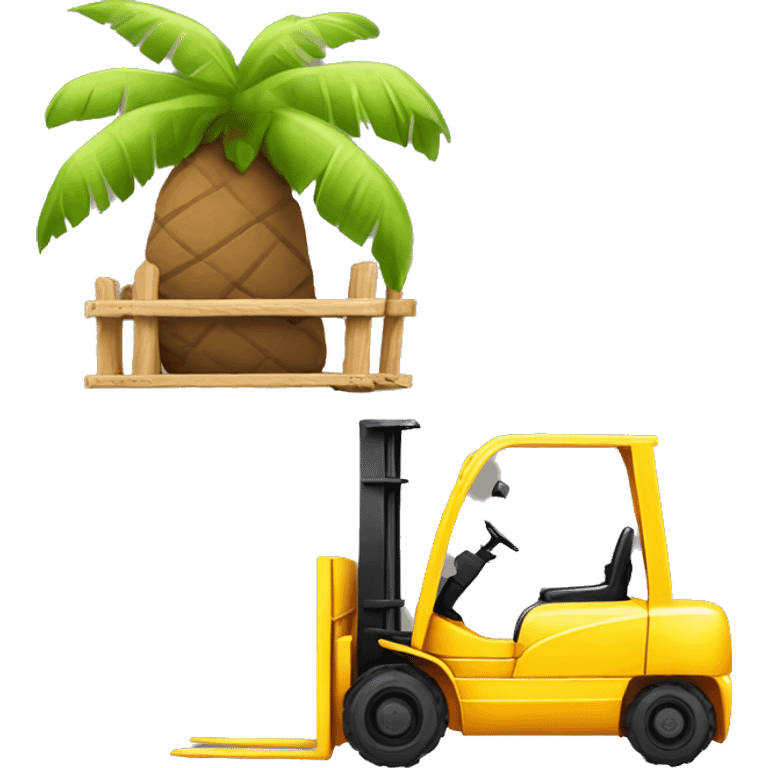 forklift in summer beach  emoji