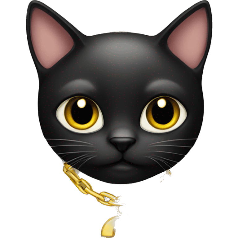 black cat wearing gold chain emoji