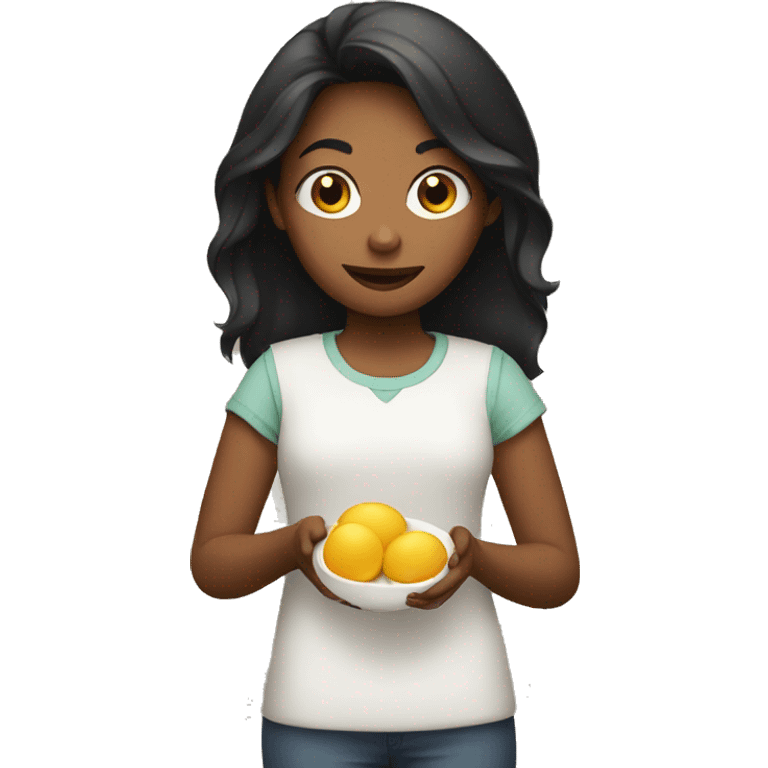 Girl holding a knife holding eggs emoji