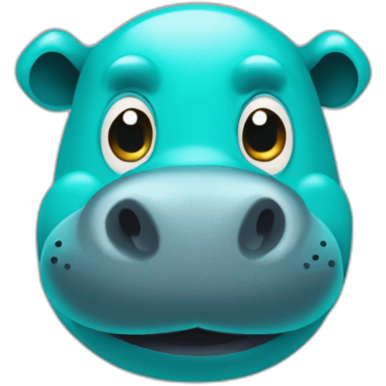 hippo with Googly eyes color turquoise emoji