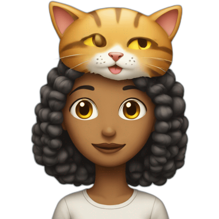 girl with cat on head emoji