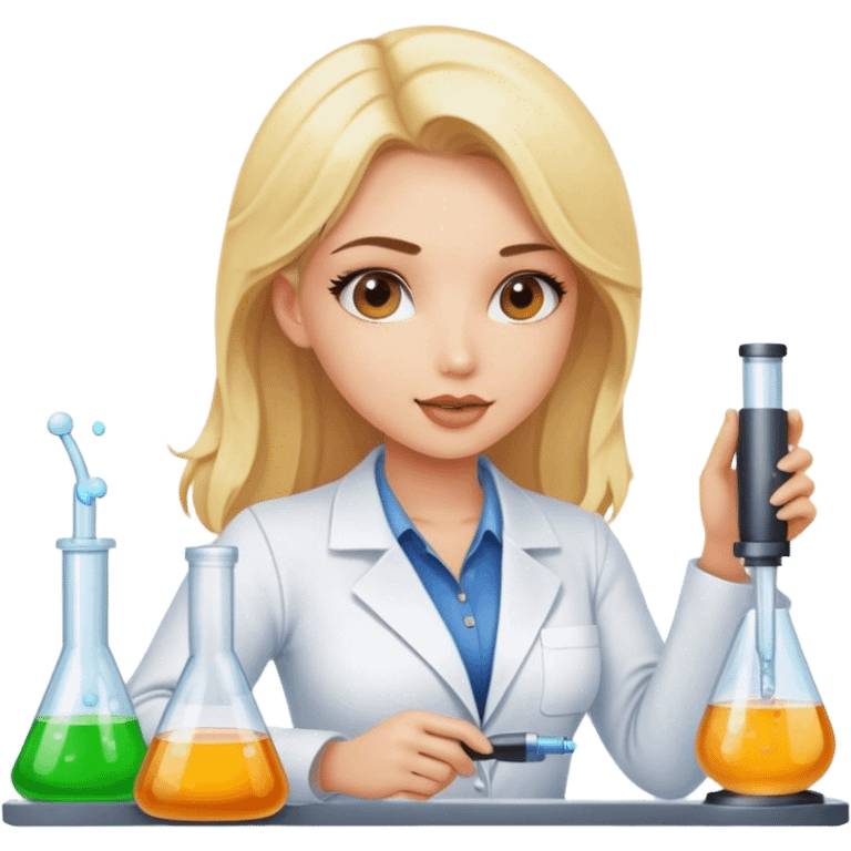 Sexy blonde working in the lab emoji