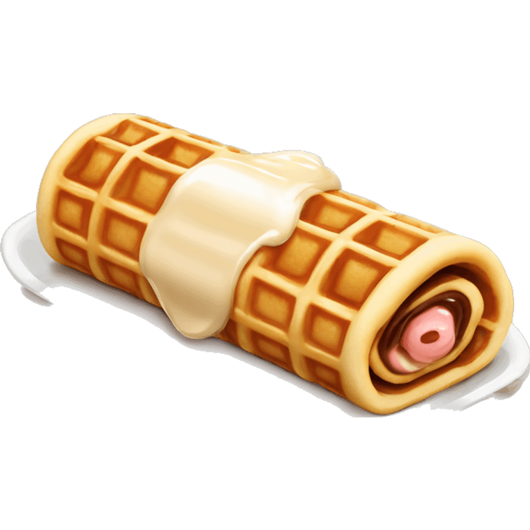 dessert waffle roll with brown condensed milk inside it emoji