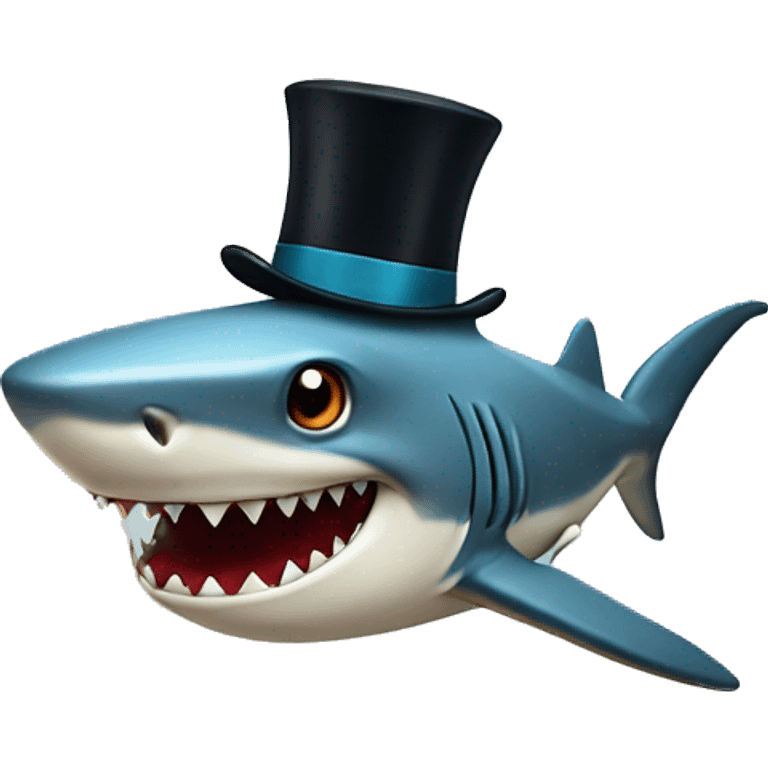 Shark with a top hat emoji