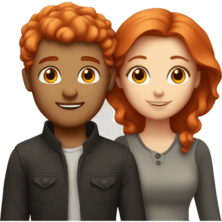 Red haired white couple in love emoji