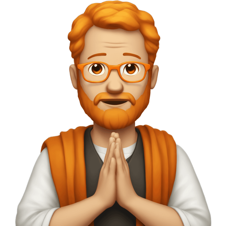 white man with orange beard and bold hair as he praying with orange glasses  emoji