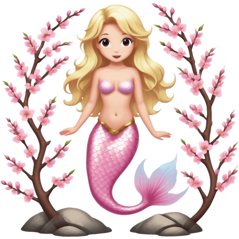 full body blonde light pink mermaid,Cherry blossom emoji