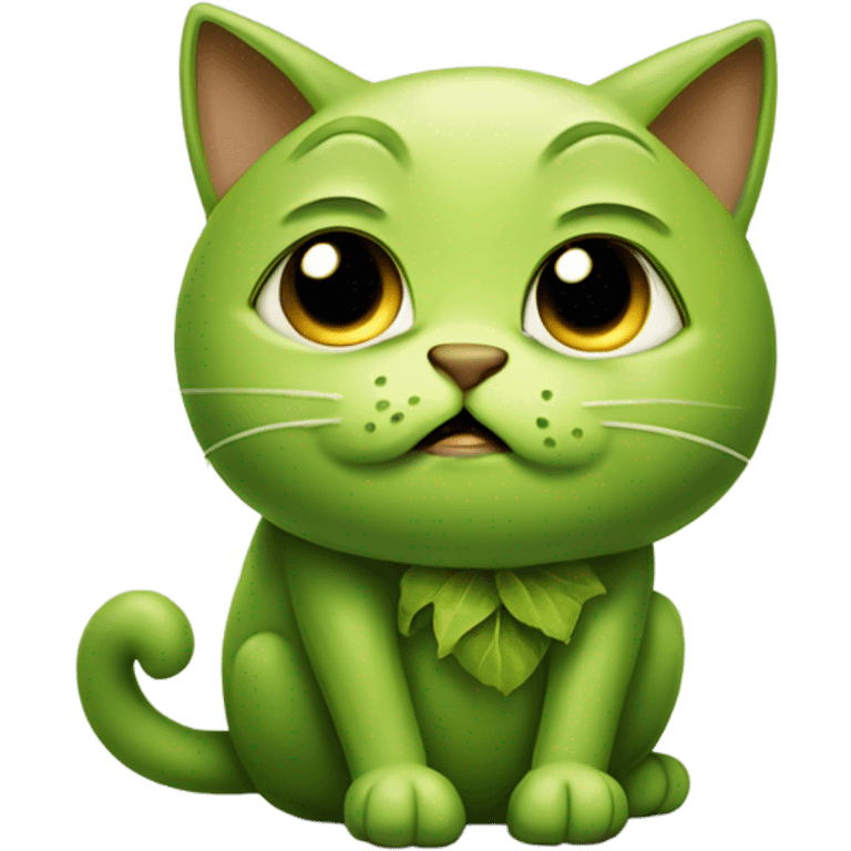 Sad cat eating Brussels sprouts emoji