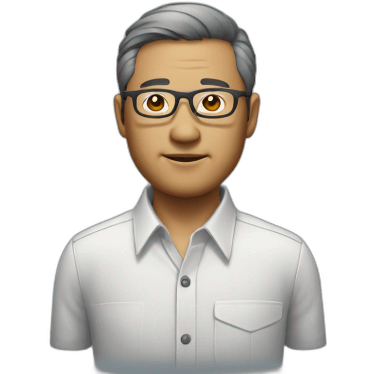 middle aged chinese man with clear aviator glasses in a button down office shirt emoji