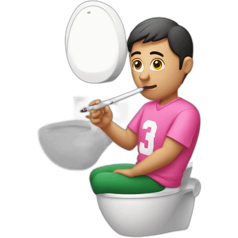 Algerian smoking an electronic cigarette with a pink jersey in the toilet emoji