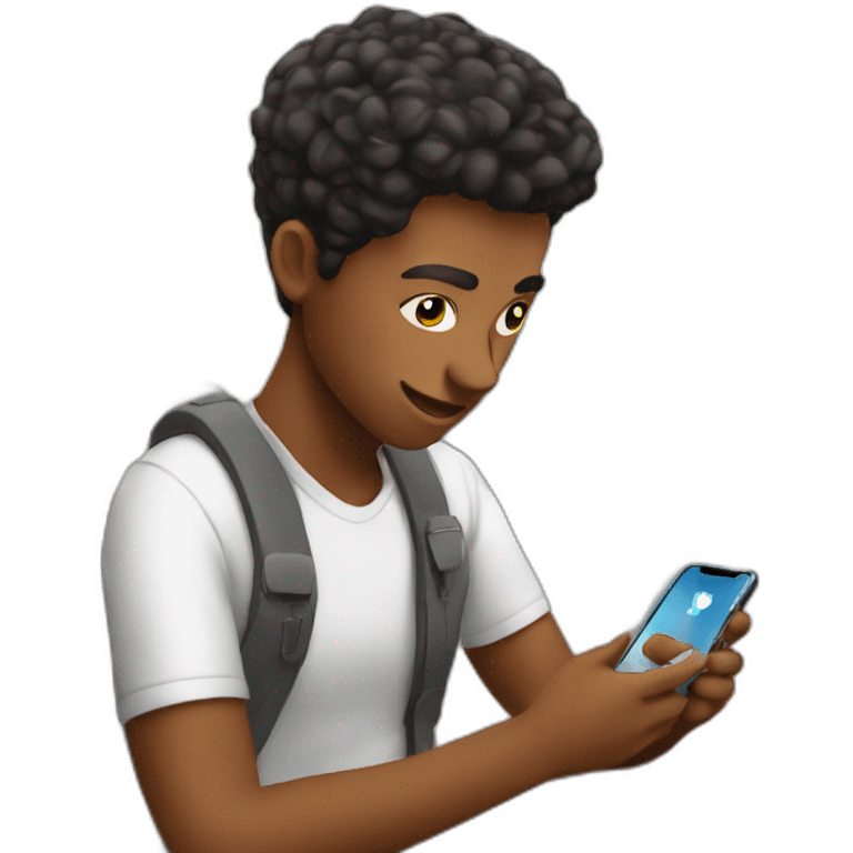 A student working with a iphone in class emoji