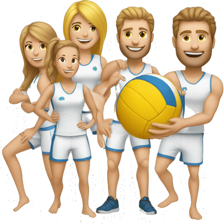 white men and women play volleyball 3 on 3 emoji