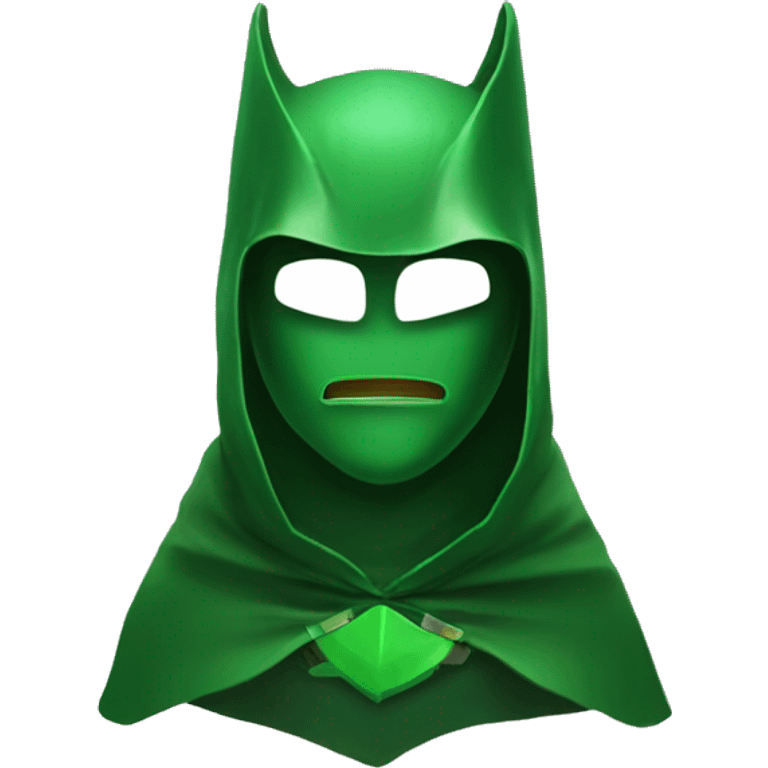 green cape, metal mask emoji