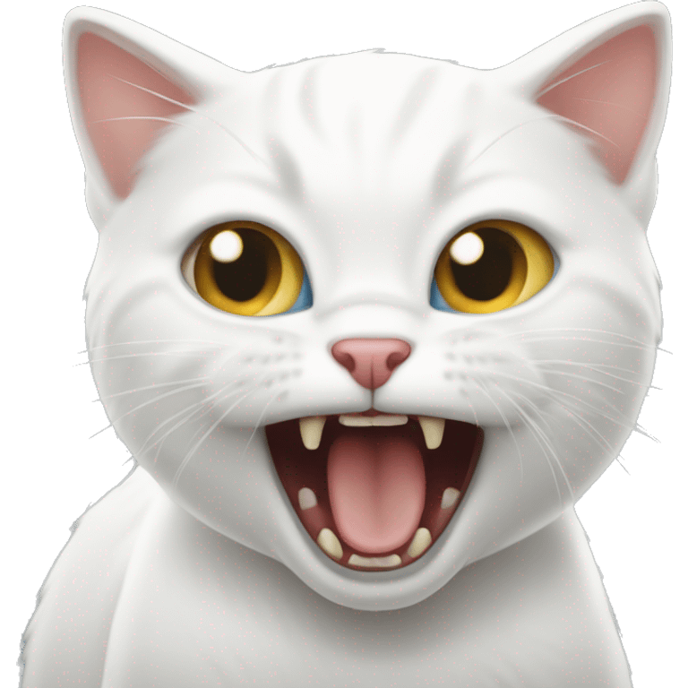 White kitten very angry hissing   emoji