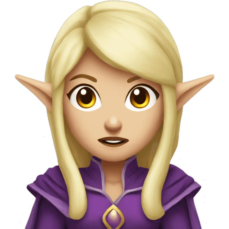 Noble female Elf with Elf ears and blonde hair and purple robes Angry angry angry expression emoji