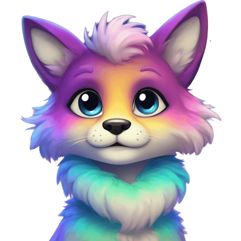 Colorful gradient-Sparkle-nebula-fursona anthropomorphic furry full body emoji