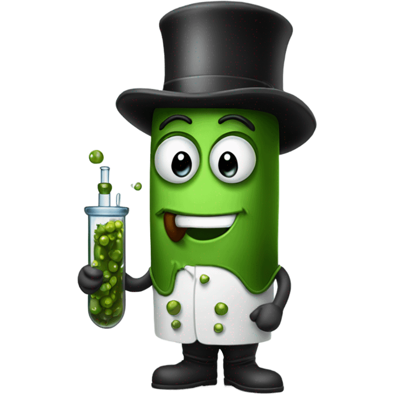 Pickle as a scientists with a top hat emoji