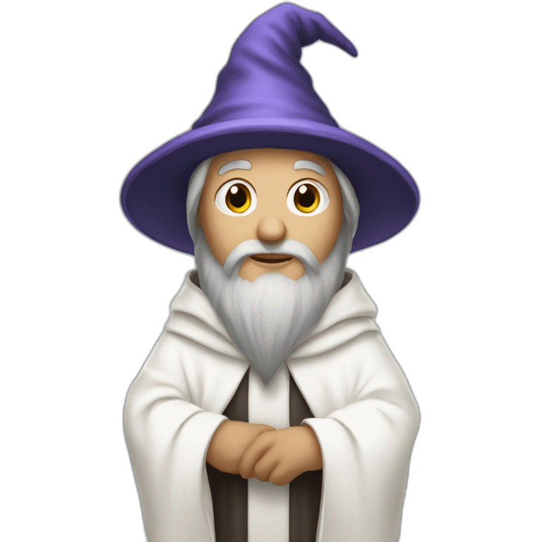 wizard in all white robe and hat emoji