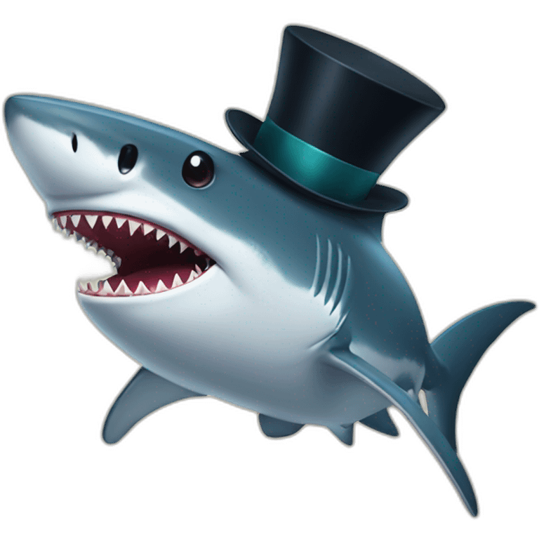 Shark with a top hat emoji