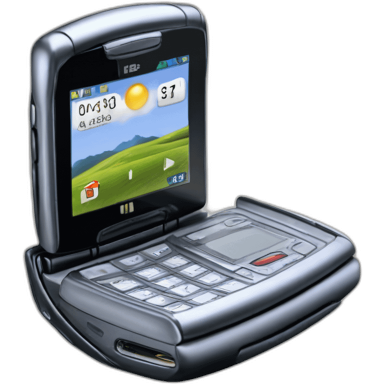 2004 Motorola Razr V3, showcasing the iconic sleek clamshell design no buttons visible emoji