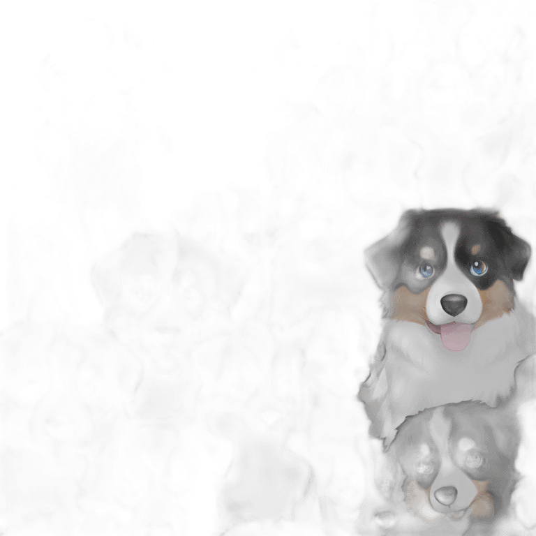 miniature black, white and fire with blue eyes australian shepherd emoji