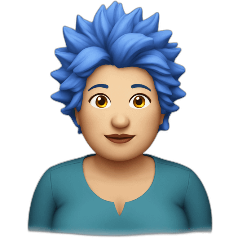 Middle-aged fat Chilean woman short spiky bright blue hair emoji