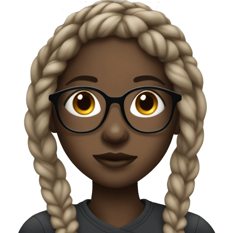 darkskin girl with braids with nose piercing and glasses emoji