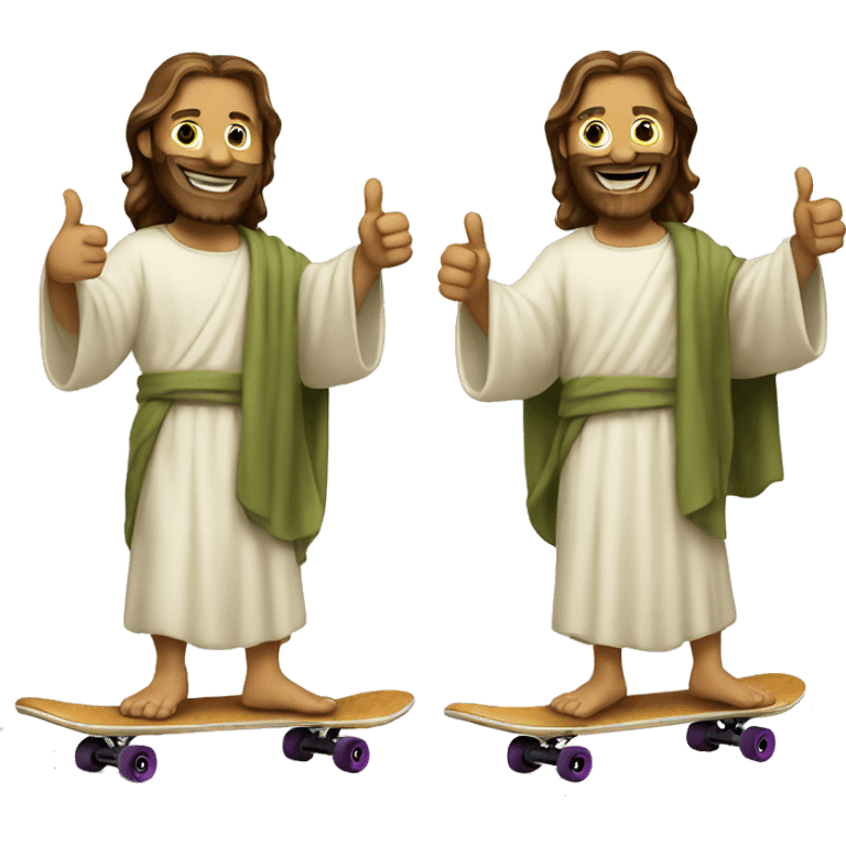 Jesus on a skateboard giving a thumbs up emoji