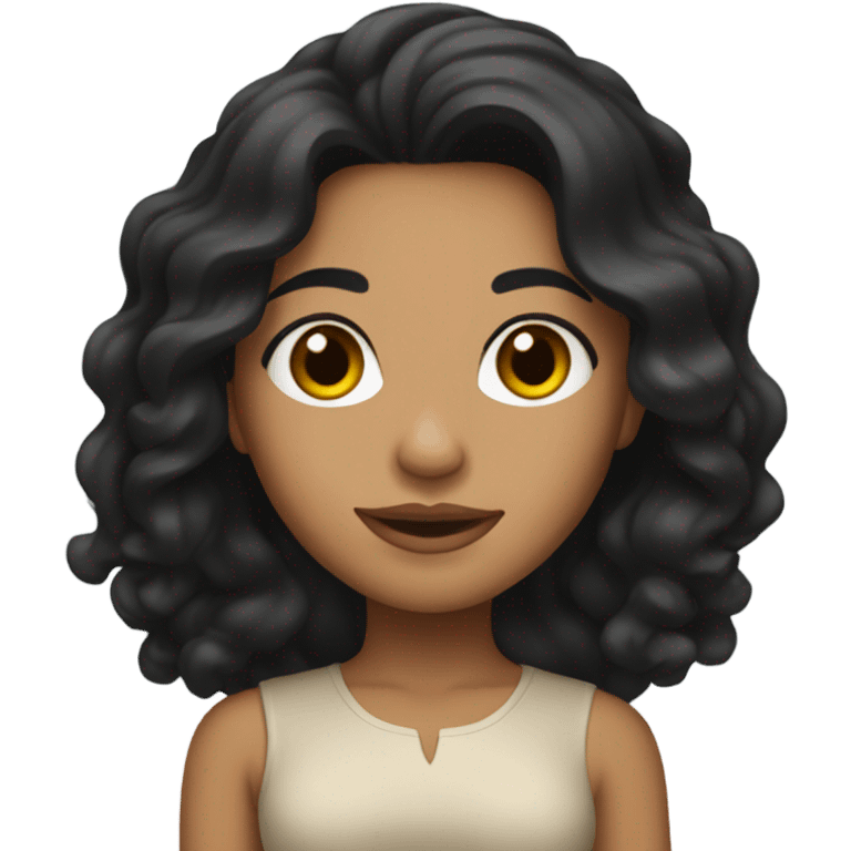 Latina black wavy long hair and tan skin emoji