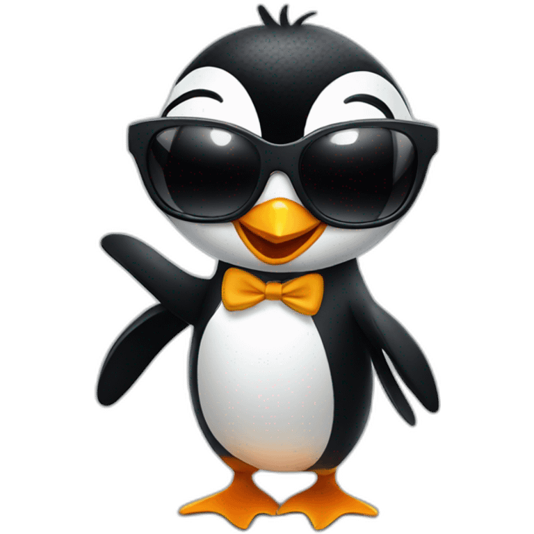 One Penguin wears sun glasses and dances emoji